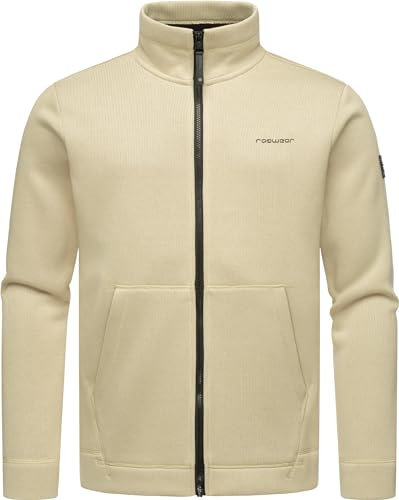Ragwear Herren Übergangsjacke Strickjacke Zipper in Sweat-Optik leichte Jacke aus Feinstrick mit Reißverschluss Fabbian Collar Ecru Gr. L