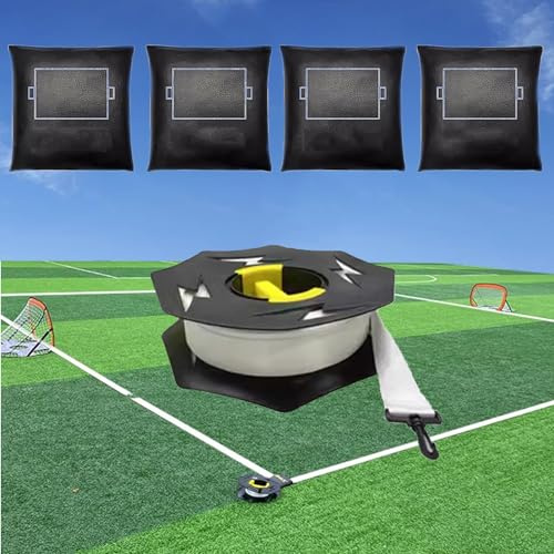 LQDMAER Soccer Field Marking Tape, Beach Volleyball Court Marker Lines with Anchors,a Cord Reel and Four Sandbags, Portable Frisbee Court Marking Kit (White and Black, 230 ft(70m))