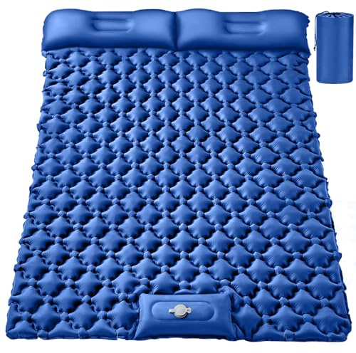 Doppel-Isomatte, ultraleicht, 10,2 cm, extra dick, selbstaufblasend, Isomatte für 2 Personen, mit Kissen, integrierter Fußpumpe, tragbare Campingmatte für Rucksackreisen, Wandern, Reisen, Zelt