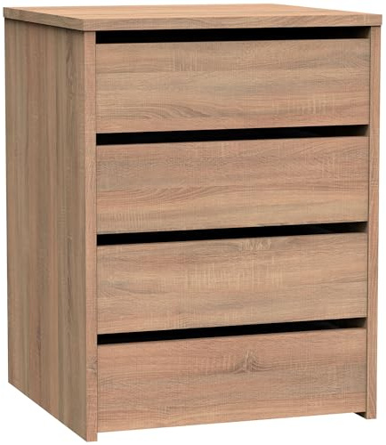 briebe Cajonera Armario Interior, Mesita de Noche, Cómoda Dormitorio, Sinfonier 4 Cajones, 63,5x46x45 cm (Alto x Ancho x Profundo) Escritorio Oficina (Roble Cambrian)