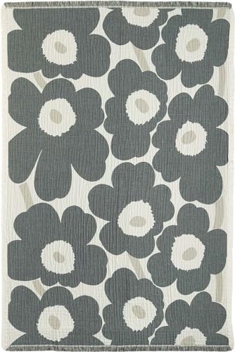 Marimekko Unikko Blanket 150x220 cm - Off White, Charcoal, Sand
