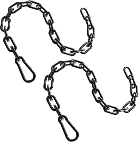 Gate Chain Lock, 23.6 Inch 304 Stainless Steel Chain Fence Gate Latch with Carabiner, Outdoor Hardware Lock Chain for Yards, Pet Cages, Horse Goat Dog Stall Barn and Fence Gates (Black Dia 5mm-2Pcs)