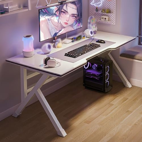 Scrivania Gaming Bianca, Scrivania Economica, Scrivanie Salvaspazio Moderne, Scrivania da Gioco a Forma di K, Scrivania for Ufficio Domestico for Studio, Camera da Letto, Dormitorio(120 * 60 * 74cm)