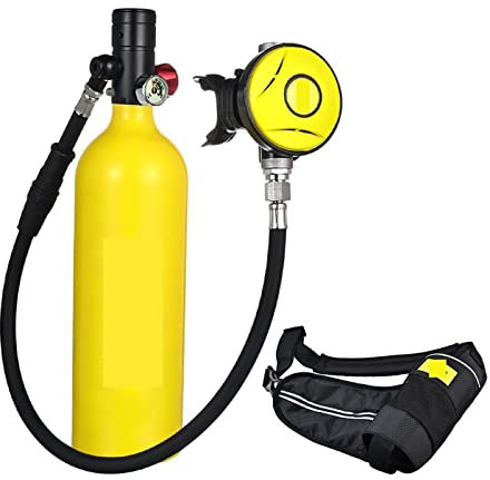 DIKAMAN Mini Bouteille de plongée, Bouteille D'oxygène De Plongée sous-Marine Capacité 1L Respirateur De Plongée Portable pour l'exploration sous-Marine et Le Sauvetage(Giallo)