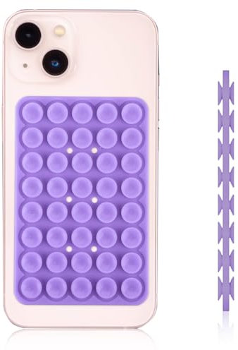 PEUTIER Suction Cup Phone Mount, Silicone Adhesive Case with Double-Sided Suction Cup Holder for Selfies & Videos (Purple)