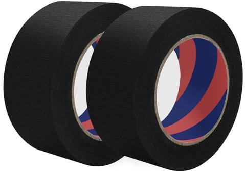 Duccinp Schwarz Kreppband 50mm x 50m, 2 Rolle Maler Malerkrepp, Abklebeband Maler Leicht zu Entfernen, Keine Rückstände, Malerband Eignet Starke Haftung, Malerkrepp für Malerarbeiten und Dekoration