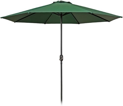 Grand Parasol de terrasse Vert 9 Pieds, Parasol de Table de marché extérieur avec manivelle et 8 Baleines, Parasol de terrasse de Piscine de Jardin, Protection UV50+, imperméable