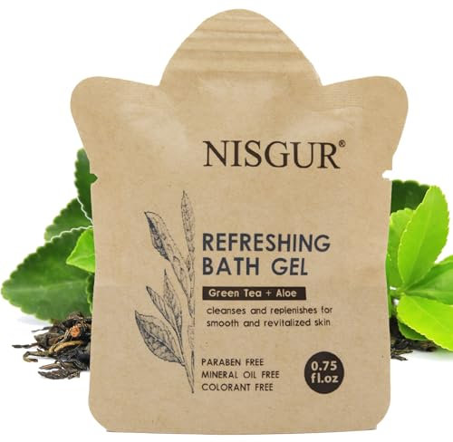 Gel de bain de voyage, 100 pièces, 21,3 g, sans plastique, taille hôtel, sac en papier kraft, gel douche de voyage, aloe et extrait de thé vert en vrac, fournitures et