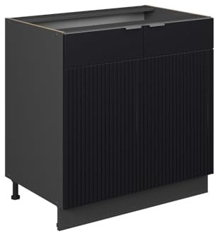Vicco Spülenunterschrank Fame-Line, Schwarz gestreift, 80 cm mit Regal, ohne Arbeitsplatte