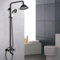 Duschsäule Vintage Dusche Duschkopf Komplett Duschstange mit Duschkopf und Handbrause verstellbar 118 cm Rückseite (Schwarz)