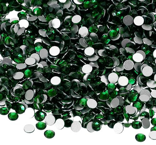 PATIKIL 1600Pcs SS16 Round Flatback Crystal 3.8-4.0-mm Glass Rhinestones Gems Diamonds for DIY Crafts Clothes Shoes Nail Art Decoration, Dark Green