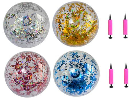 Vaguelly Strandball Mit Pailletten Pailletten-glitzerkugeln Aufblasbare Bälle Pailletten-konfetti-strandball Aufblasbarer Ball Für Den Strand Poolball- PVC