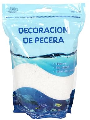 SMELL & SMILE Gravier d'aquarium pierre naturelle décorative pour aquariums d'eau douce et marine Substrat naturel pour décoration de fond 1 kg Blanc 0,8-1 mm