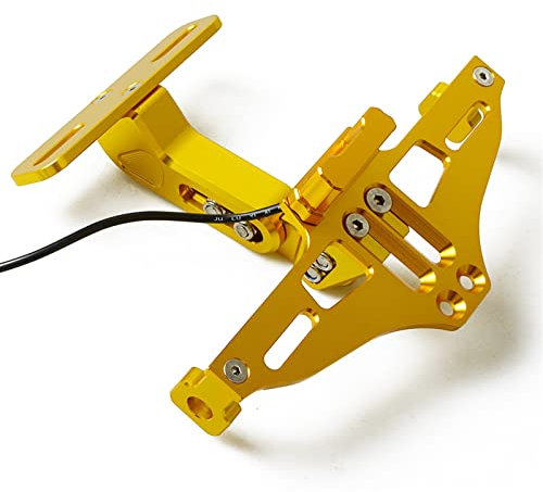PuLaif Motorcycle plate mount Motorcycle License Plate Bracket Licence Plate Holder Frame Number Plate For BMW HP2 Enduro HP2 Megamoto HP2 C600 C650 Sport(Gold)