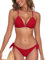 NLAND Costume da Bagno Donna Due Pezzi Triangolo Brasiliana Bikini Set Vita Bassa Perizoma Regolabile Push Up Beachwear Swimsuit,Rot L