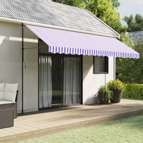 AJJHUUKI Replacement Fabric for Awning Valance Blue and White Stripe 4.5 m