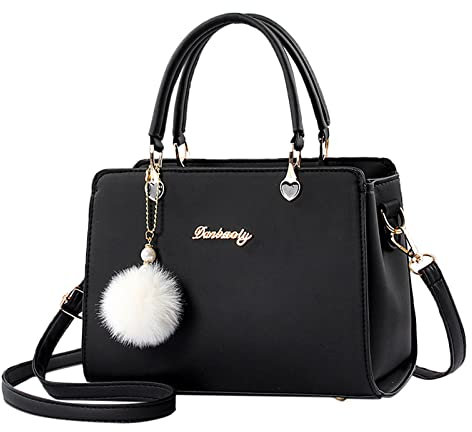LOIJMK Damen-Einkaufstasche, modische Handtaschen, Damen-Geldbörse, Umhängetasche, Umhängetasche, Ledertasche für Damen Arbeitsgürtel Taschen (Black, One Size)