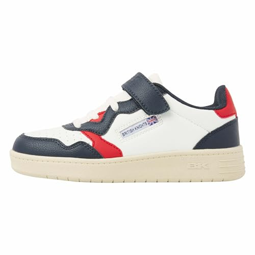 British Knights Boys' Noors Trainers, White, Dark Blue, red, 10 UK Child