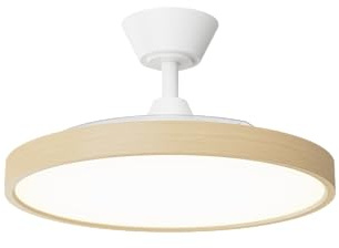 Sulion - Ventilateur de plafond silencieux rétractable avec lumière LED BOMBAY STYLE M Lite | Moteur DC, 6 vitesses, mode été/hiver, pales transparentes | IP20