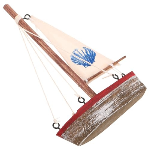 Amosfun Maritime Partydekorationen und Besonderes Abschluss Geschenk mit Handgeschnitztem Holzsegelschiff Modell nautisches Schiffsmodell für Strandparty