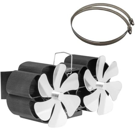 Wärmebetriebener Ofenventilator, 12 Flügel, Größerer Luftstrom, Ofen, Umweltfreundlicher Und Effizienter Holzofen Effiziente Luftzirkulation(Silver)