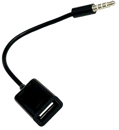 OPAX51 Cable Adaptador USB Hembra a Jack 3.5mm AUX Macho, Adaptador de USB a Audio AUX, Cable convertidor USB a 3.5mm, Apto para conectar Dispositivo USB a Toma AUX del Coche, 15 cm, Negro 51CH170_