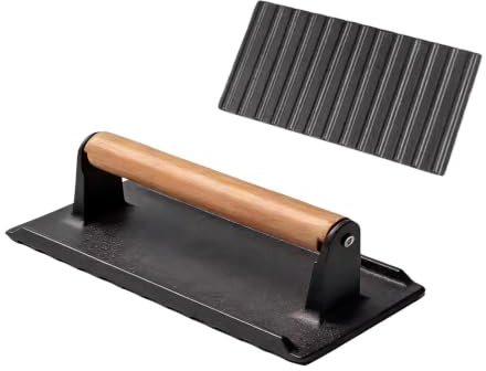 Yanayi Steak Press | Iron Heavy Duty Rectangle Smasher - Bacon Meat Smash Burger Tool - for Griddle Grilling Barbecue Paninis Tortilla Cooking Home Kitchen Camping Outdoor
