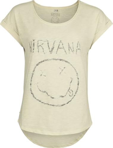 Nirvana Smiley Frauen T-Shirt Sand Band-Merch, Bands
