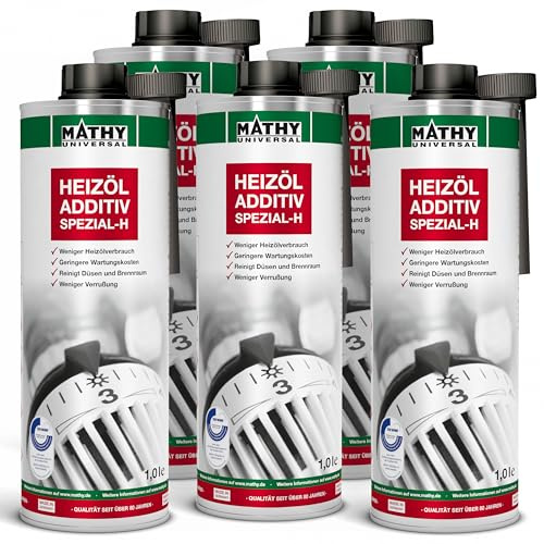 MATHY Spezial-H Heizöl-Additiv, 5 x 1 l, Zusatz für Ölheizung & Tankanlagen | Hochwirksamer Reiniger für Heizungen, Heizölsystem Schutz, Pflege Öl-Heizung, Reduziert Verbrauch, Optimiert Verbrennung