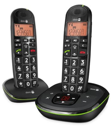 Doro PHONEEASY105WRDUON, Telefono cordless DECT con segreteria solo, Colore Nero