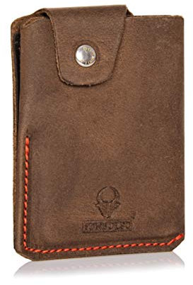 DONBOLSO® Bern I Slim Wallet mit Münzfach I Herren Kreditkartenetui I Geldbörse Leder I Mini Geldbeutel I Braun-Rot