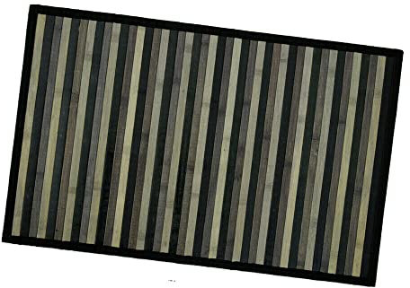 emmevi Bambus-Teppich aus Holz, rutschfest, Fußmatte, Bambus, Küche, Bad, Degradé, 50 x 77 cm, Schwarz
