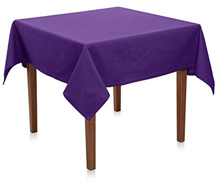 Tischdecke Baumwolle Linon - Uni, Einfarbig, Baumwolltischdecke, Tischtuch, Tischdeko (Lila, 80x80 cm)