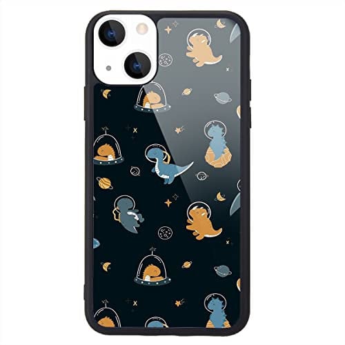 MAYCARI Cute Dinosaur Phone Case Compatible with iPhone 13 6.1'', Hard Back Case with Soft TPU Bumper for Girls Children Women Protective Phone Case for iPhone 13