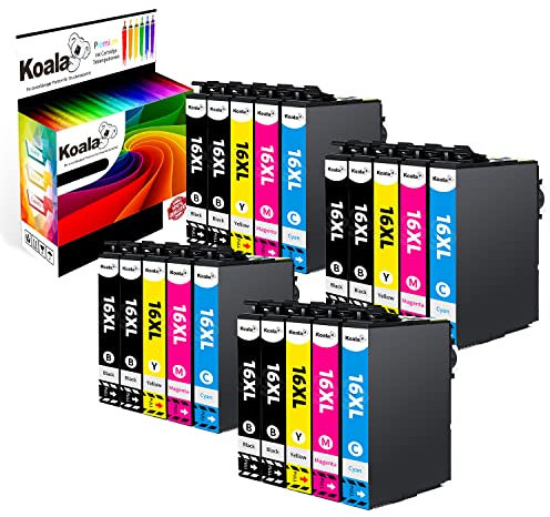 Koala 16XL Druckerpatronen Kompatible für 16 XL 16XL T1631 T1632 T1633 T1634 für Workforce WF-2010 WF-2510 WF-2520 WF-2530 WF-2540 WF-2630 WF-2650 WF-2660 WF-2750 Tinte (20er-Pack)
