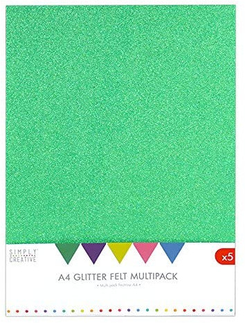 Dovecraft Essentials - A4 Premium Coloured Crafting Felt Packs - Decorations Cardmaking Arts Crafts - Simply Sew Crafty™ (10 x Glitter Assorted)
