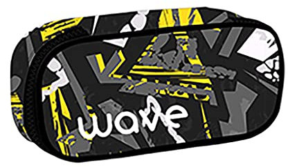 Wave Infinity Schlamperbox, Federmäppchen, Schlampermäppchen, Faulenzer Box, Federmappe, Stifte Etui/Neon Grün, Blau/Jungen, Unisex (335-79 Yellow Graffiti)