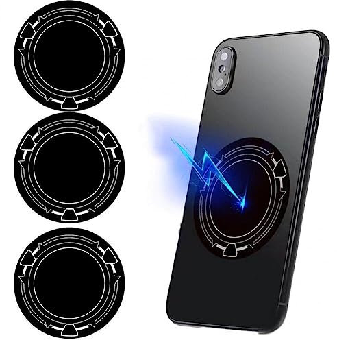 Lipfer 4 Pcs Magnetic Phone Mount Metal Plate, Wireless Charging Compatible Phone Magnet Sticker for Magnetic Phone Holder