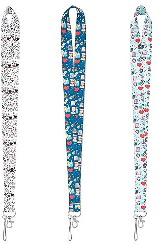 Amaxiu Abzeichen Lanyards Gurt, 3 Stück, Krankenschwester Abzeichen Lanyards langlebiges Umhängeband für Ausweishalter Schlüssel Lanyard Schlüsselanhänger Lanyard niedliches Muster Lanyard