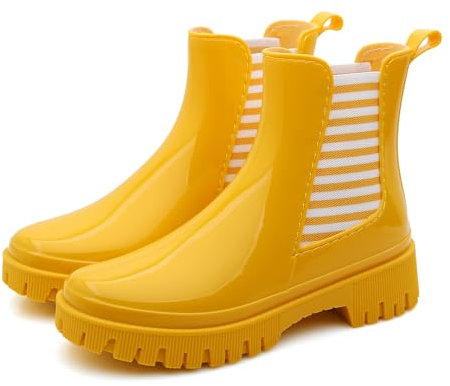 Rumkok Bottes De Pluie Femme, Imperméables Légère Antidérapante Caoutchouc Bottines, Chelsea Boots Bottes Chaussure pour l'extérieur