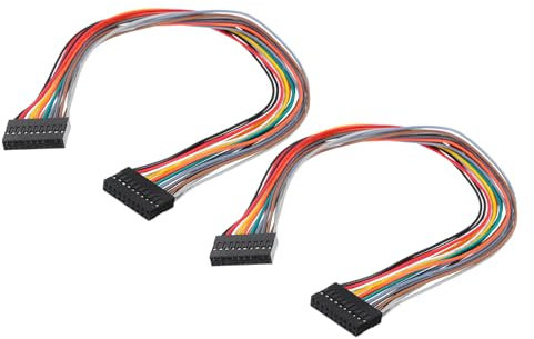 sourcing map Female to Female 20Pin Breadboard Jumper Wire 2.54mm Pitch Double Row Ribbon Cable 30cm Long Breadboard Ribbon Cables for Breadboard Electronic Projects Pack of 2,Multicolored