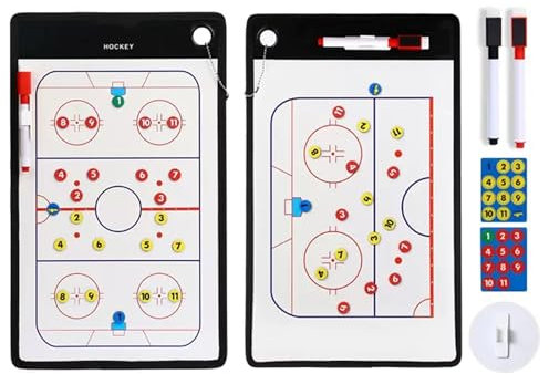 XAQBJC Taktiktafel Eishockey Trainingshilfe, Doppelseitiges Eishockey-Trainer-klemmbrett, Eishockey-Trainerausrüstung für Spielplan und Trainerstudium