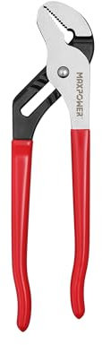 MAXPOWER 10 inch Water Pump with Pliers Straight Jaw, Adjustable Tongue and Groove Plier, Slip Joint Plumbing Pliers