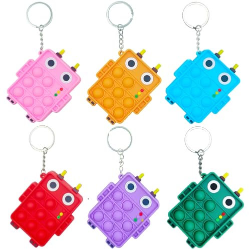 Cuackamily 6 Stück Pop on It für Kinder Pop Push It Fidget Toy Mini Antistress Sensorik Pop Figet toys Silikon Schlüsselbund Toys for ADHS Partygeschenke für Kinder&Erwachsene Geburtstagsgeschenke