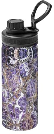 Marble Purple Print Insulated Sports Kettle Water Bottle, 18oz Portable Stainless Steel Travel Cup
