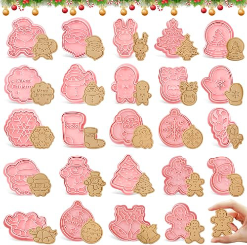 24 PCS Weihnachtsausstecher, Ausstechförmchen Weihnachten, 3D Weihnachtsausstecher Set Cookie Cutter Weihnachten Keksausstecher für Motivtorten Tortendeko Kekse Backen Küche Zubehör