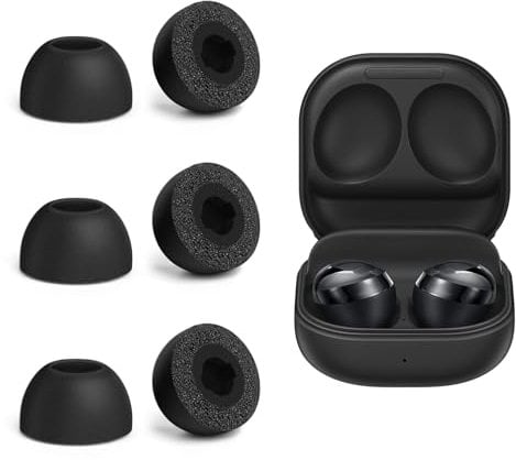 BORLTER CLAMP Replacement Ear Tips, Memory Foam Earbud Tips Noise Reductio for Samsung Galaxy Buds Pro, Ear Pads Cushions Designed with Comfortable &Non Slip 3 Pairs, Black S M L Mixed Size