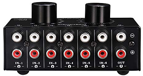 Gbloodst 6 Ingresso 1 Uscita Commutatore Selezione di Audio Commutatore Audio Input Segnale Interruttore con Controllo Volume e Interruttore Manuale