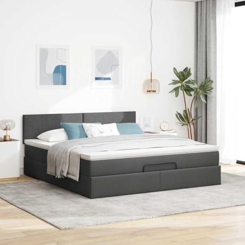 Willood Boxspringbett mit Matratze Großer Stauraum unter dem Bett Dunkelgrau 160 x 200 cm Schlichtes Design