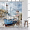 AJALGZ Blauer Ozean-Leuchtturm-Duschvorhang, Vintage-Boot, Möwe, Meereswellen, Aquarellkunst, modernes Badezimmer-Vorhangdekor, 235 x 170 cm, Anti-Schimmel-Duschvorhang
